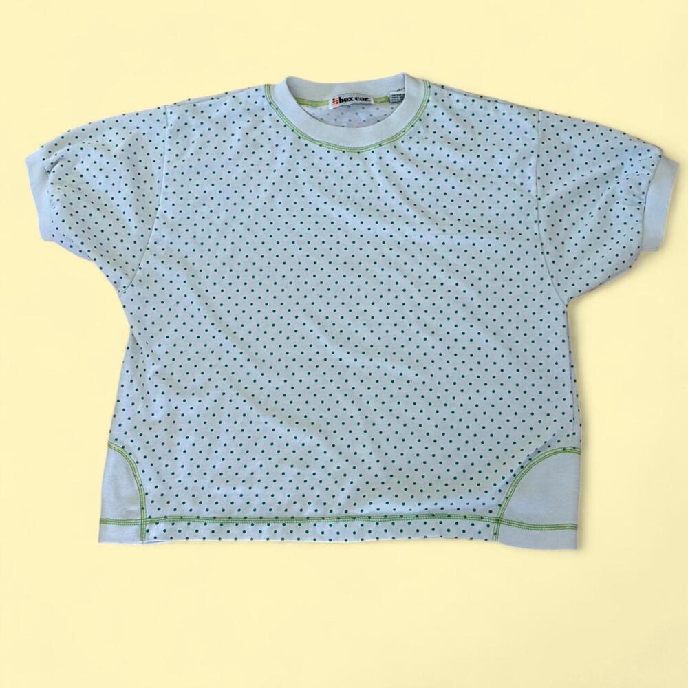 Vintage Polka Dot Tee with Cuffed Sleeves